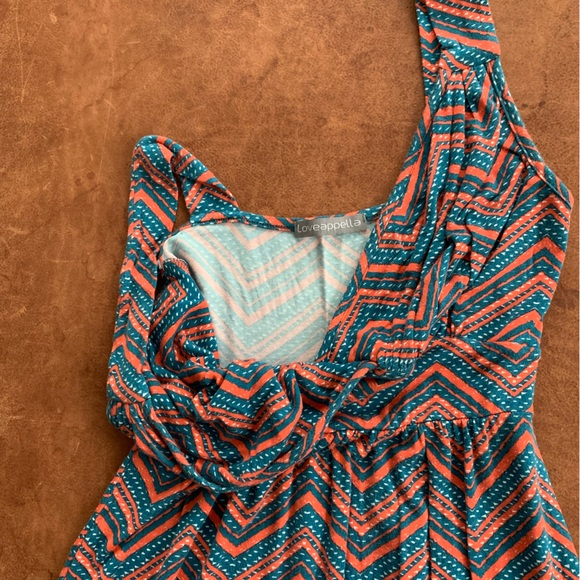 Loveappella Teal/Orange Geometric Print Maxi, Women's XS - Picture 5 of 12